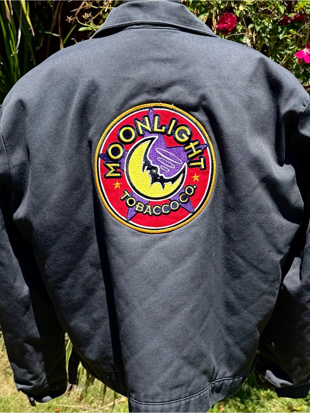 Moonlight Tobacco Co. Embroidered Dark Grey Canvas Work Jacket